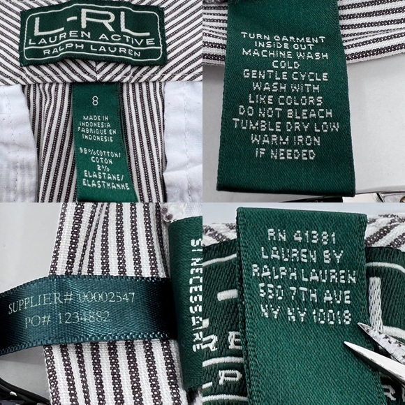 Lauren Ralph Lauren LRL Active Blue White Stripe Stretch Bermuda Shorts Size 8 - Picture 6 of 13